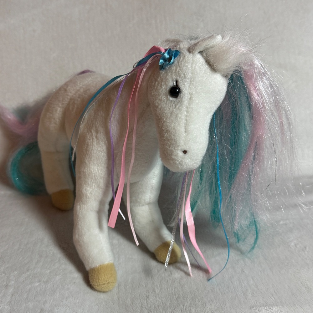 Douglas Cottle Toys JULES the HORSE White Plush Stuffed Animal brushable hair